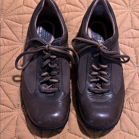 Men's Brown Leather Casual Shoes bowling shoe style - Picture 1 of 7